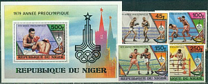 Нигер, 1979, Олимпиада Москва-80, Бокс, 4 марки+ блок
